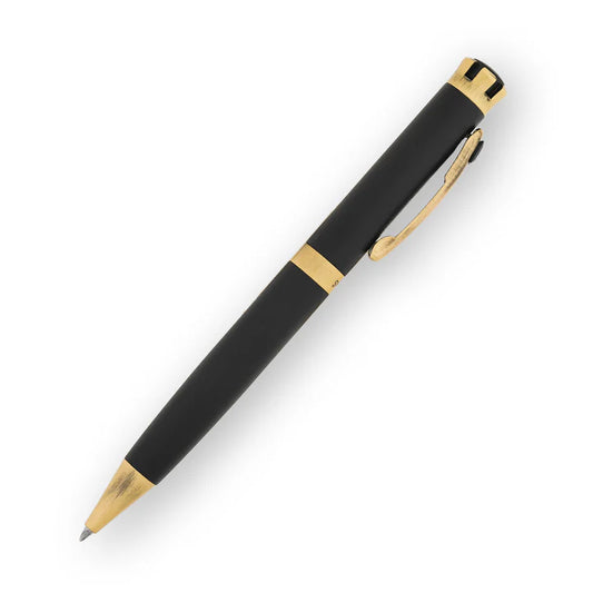 SWISSBRAND Eternia 2510 Matte black gold Ballpoint Pen with black gem embedded in the gold trim