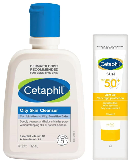 Cetaphil Oily Skin Cleanser & Sun SPF 50 Light Gel Combo