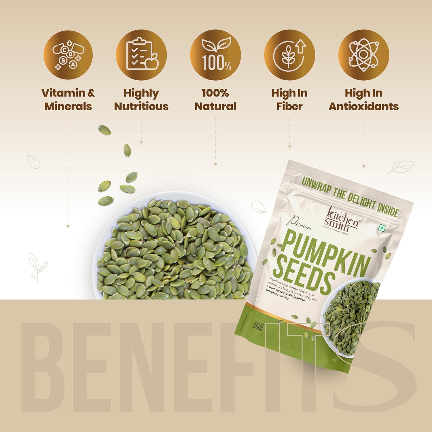 Kitchen Smith Premium Pumpkin Seeds - 200 gm