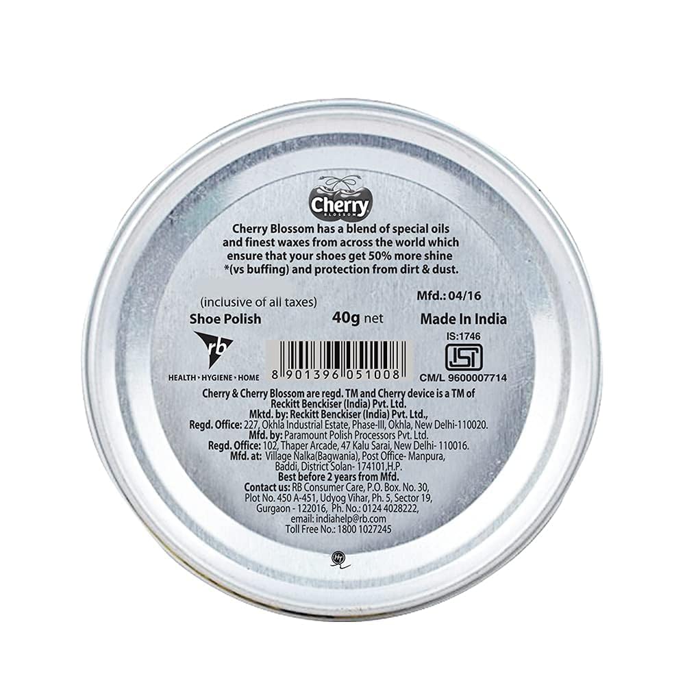 Cherry Blossom Wax Shoe Polish, Black - 40gm