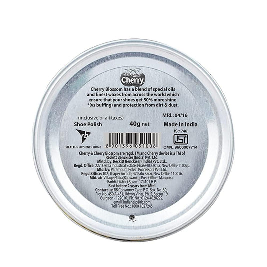 Cherry Blossom Wax Shoe Polish, Black - 40gm