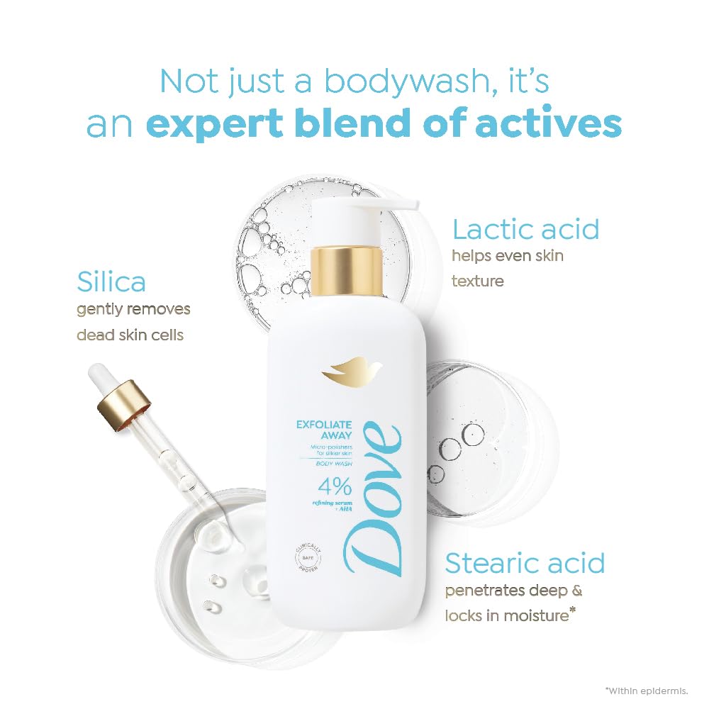 Dove Exfoliate Away Serum Body Wash with 4% Refining Serum + AHA - 300 ml