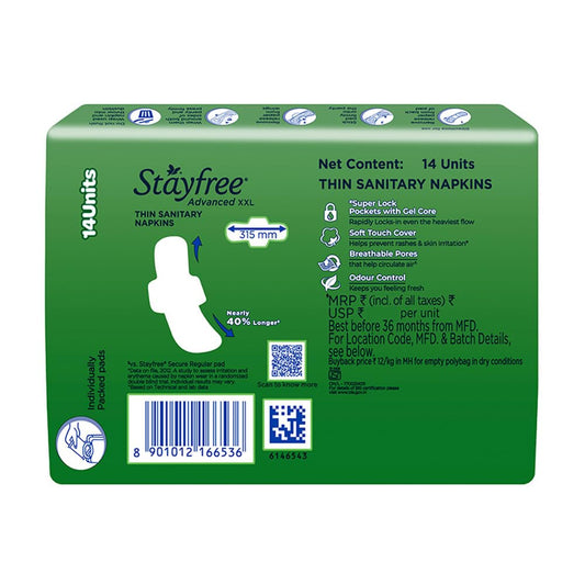 Stayfree Advanced XXL Ultra Comfort Sanitary napkins with Wings (14 Count)