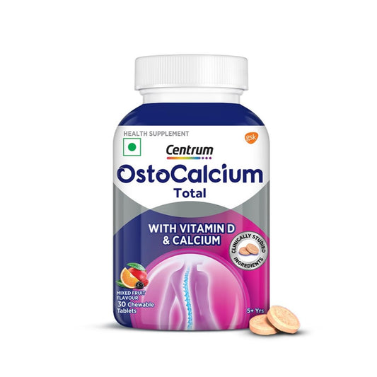 Centrum Ostocalcium Total Chewable Tablets For Women & Men | Vitamin D & Calcium Tablets To Support Strong Bones, Joints & Muscles |30 Tablets