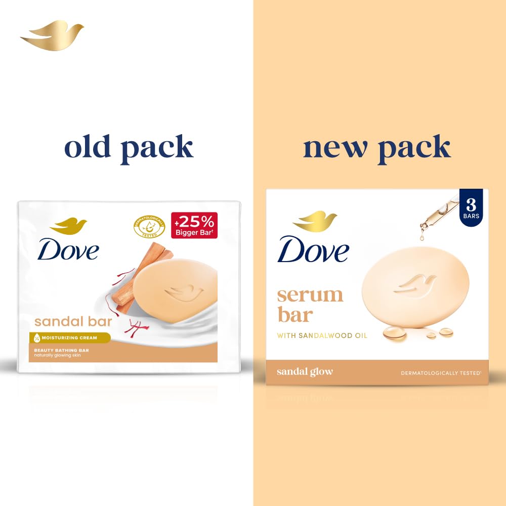 Dove Sandal Beauty Bathing Bar - For Natural Glowing Skin - 125 gm - Set of 3