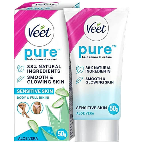 Veet Pure Aloe Vera Hair Removal Cream For Sensitive Skin, 50 g