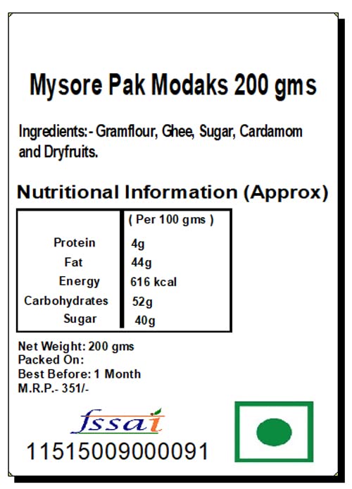 Ghasitaram Mysore Pak Modaks - 200 gm
