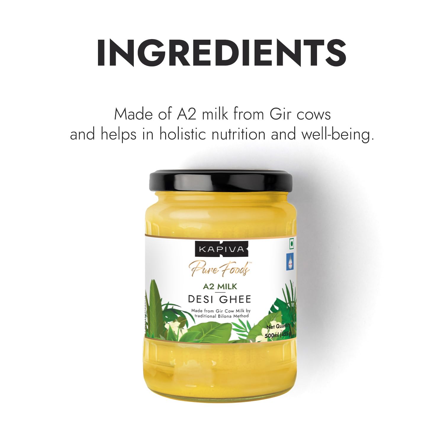 Kapiva Certified A2 Gir Cow Ghee 500ML