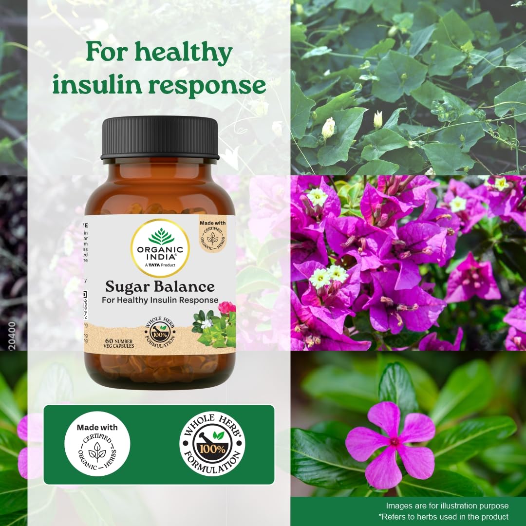 Organic India Sugar Balance Veg 60 Capsule | Supports Healthy Insulin Response