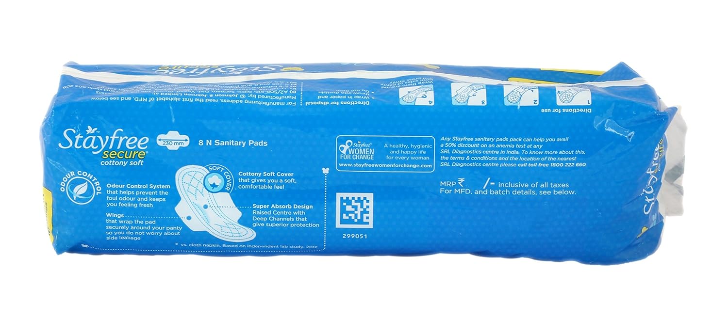 Stayfree Secure Cottony Wings, Regular 6pcs