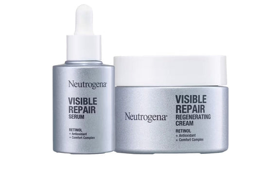 Neutrogena Visible Repair Retinol Face Serum & Moisturizer Duo for Anti-Ageing, Wrinkles, Fine Lines - combo - 30ml + 50gm