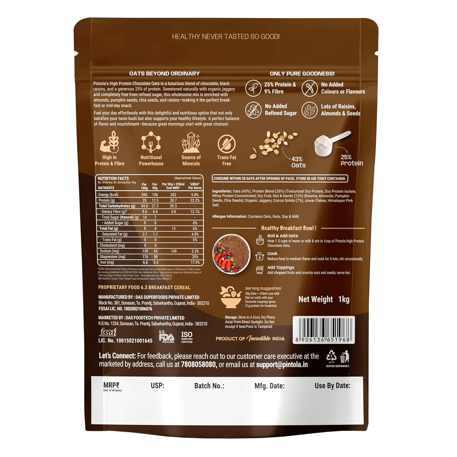Pintola High Protein Oats - 1 kg