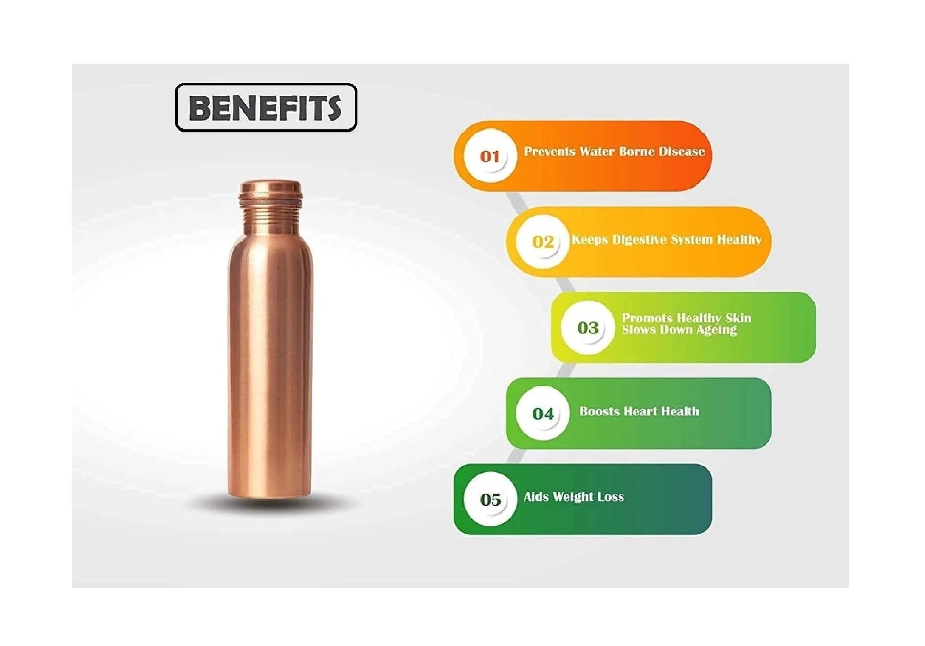 Copper Water Bottel  No Joint & Leak Proof Design Vessel Health Benefit 900 ml  Copper Bottel