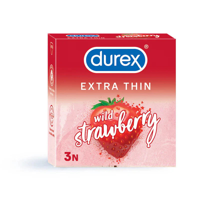 Durex Extra Thin Wild Strawberry Flavoured - 3 Condoms