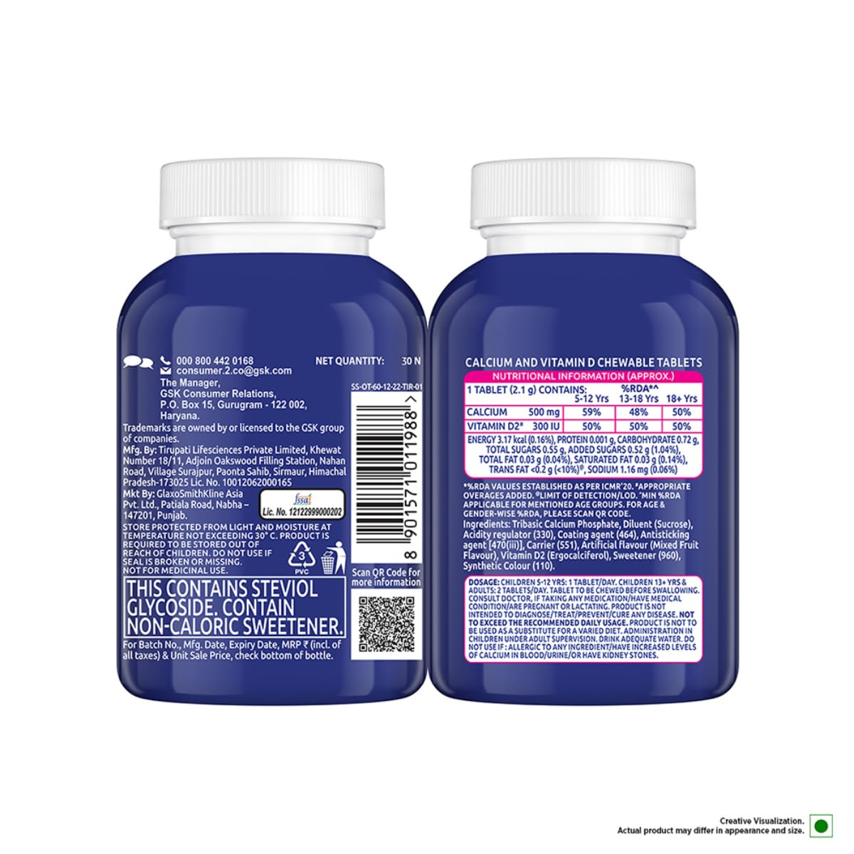 Centrum Ostocalcium Total Chewable Tablets For Women & Men | Vitamin D & Calcium Tablets To Support Strong Bones, Joints & Muscles |30 Tablets