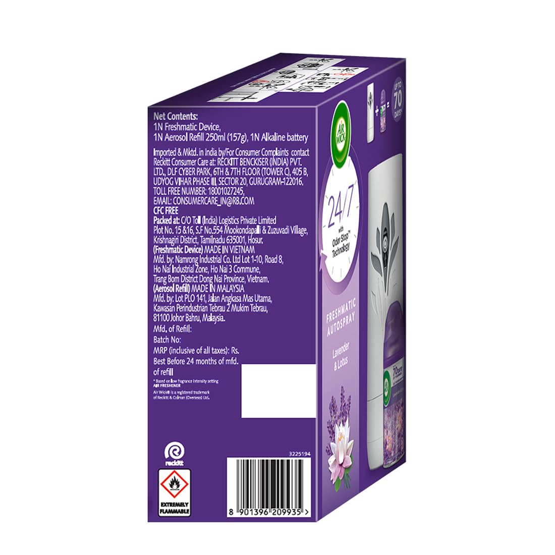 Air Wick 250 ml - Lavender & Lotus, Refill + Automatic Spray| Freshmatic Air Freshener Kit