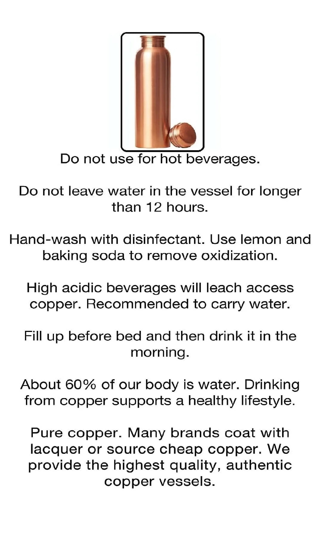 Copper Water Bottel  No Joint & Leak Proof Design Vessel Health Benefit 900 ml  Copper Bottel