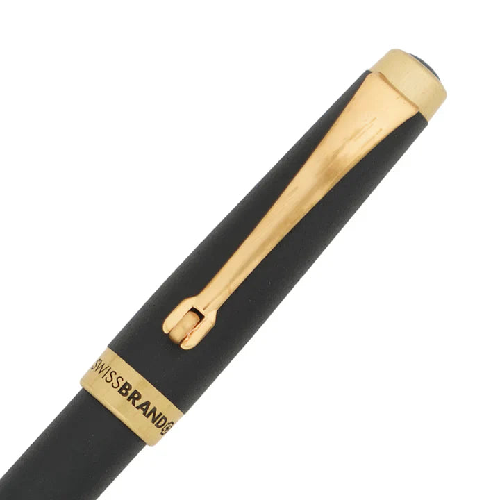 SWISSBRAND Echelon 2519 Matte black gold Ballpoint Pen with gold trim