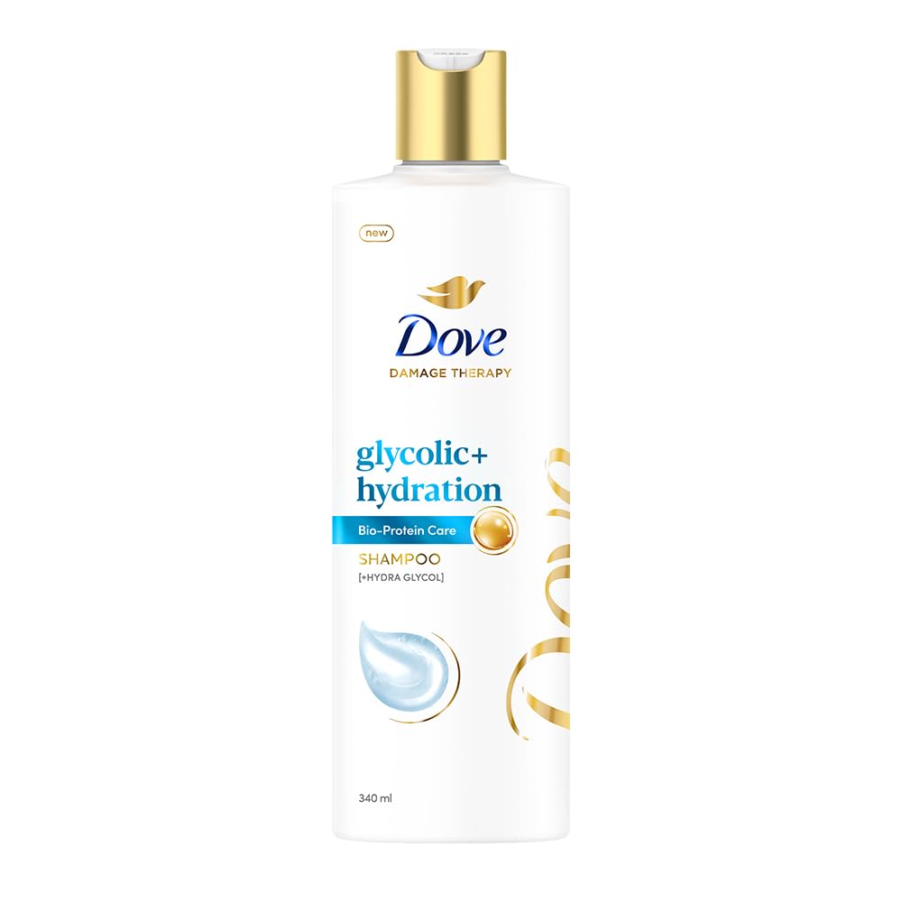Dove Glycolic + Hydration Shampoo With 5% Hydra-Glycol For Upto 100 Hours Of Hydrated, Fluid Hair - 340 ml