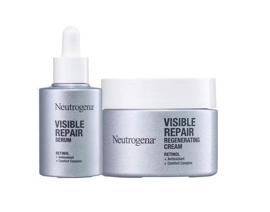 Neutrogena Visible Repair Retinol Face Serum & Moisturizer Duo for Anti-Ageing, Wrinkles, Fine Lines - combo - 30ml + 50gm