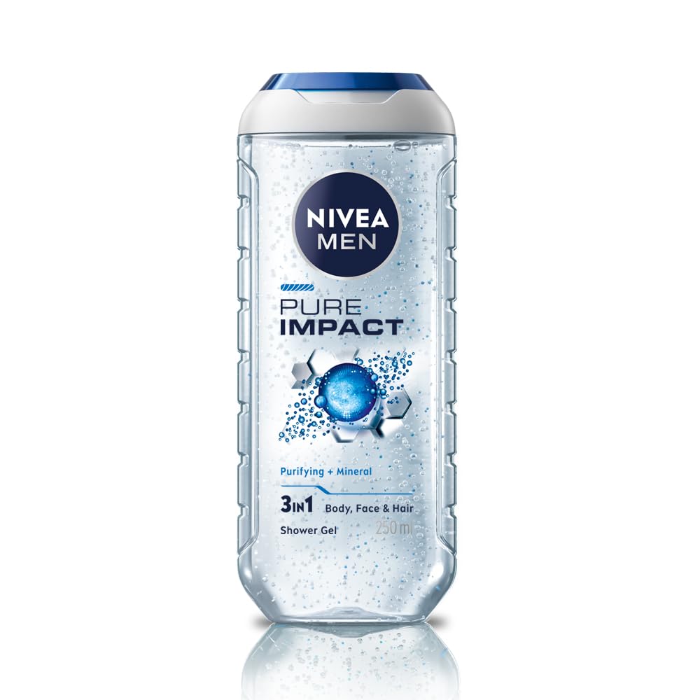 Nivea Men Pure Impact Shower Gel For Body, Face & Hair - 250 ml