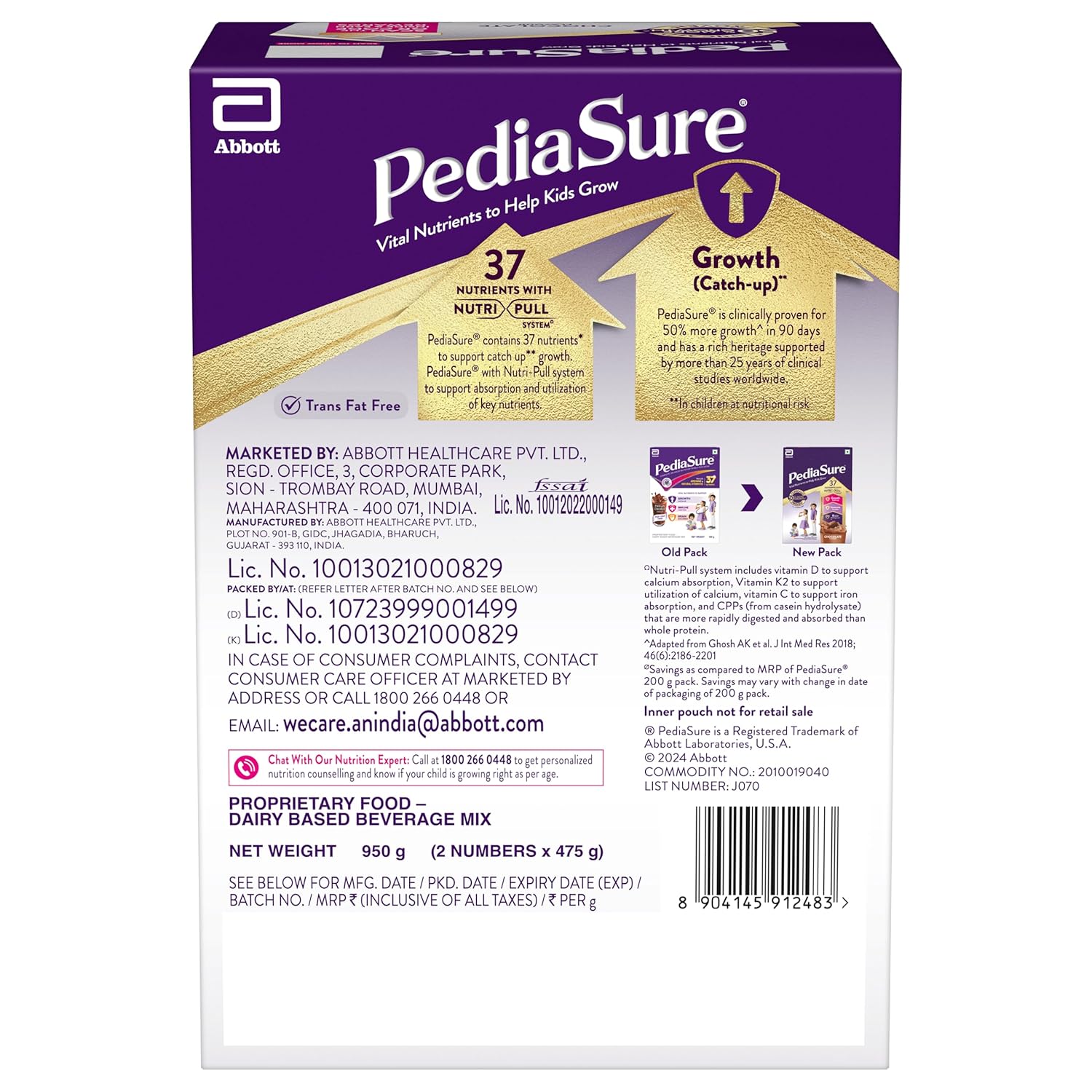 Pediasure Health and Nutrition Drink Powder for Kids Growth Chocolate - 950gm