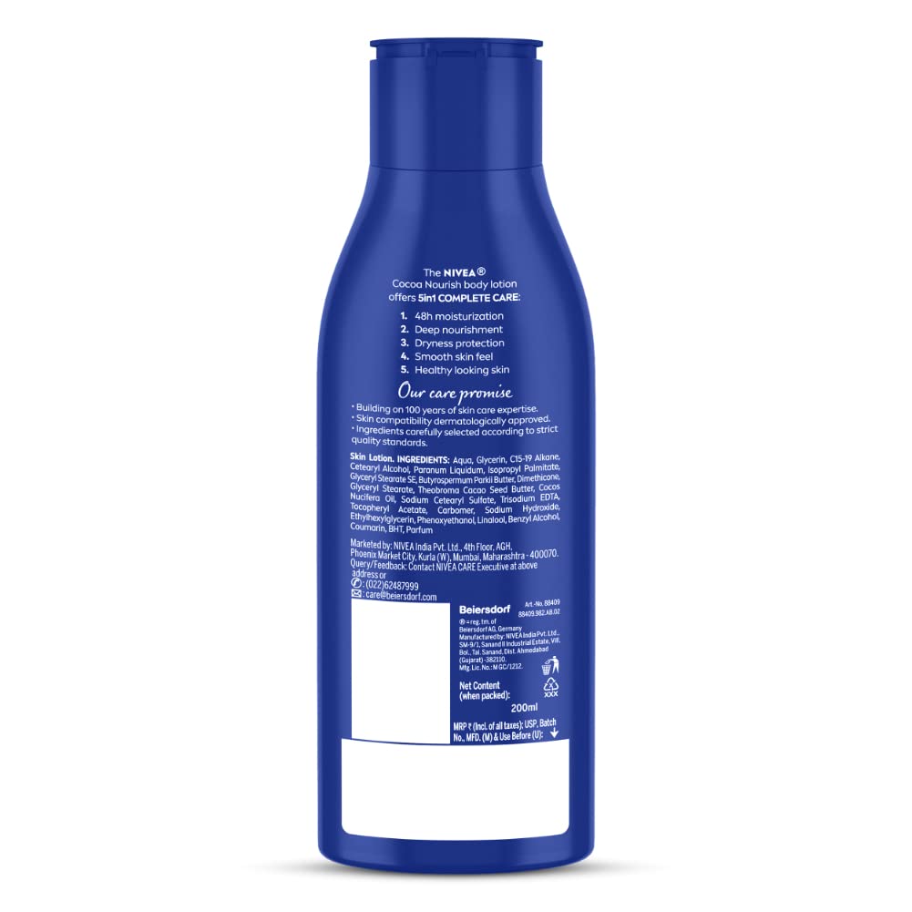 Nivea Body Lotion for Very Dry Skin, Cocoa Nourish - 200 ml