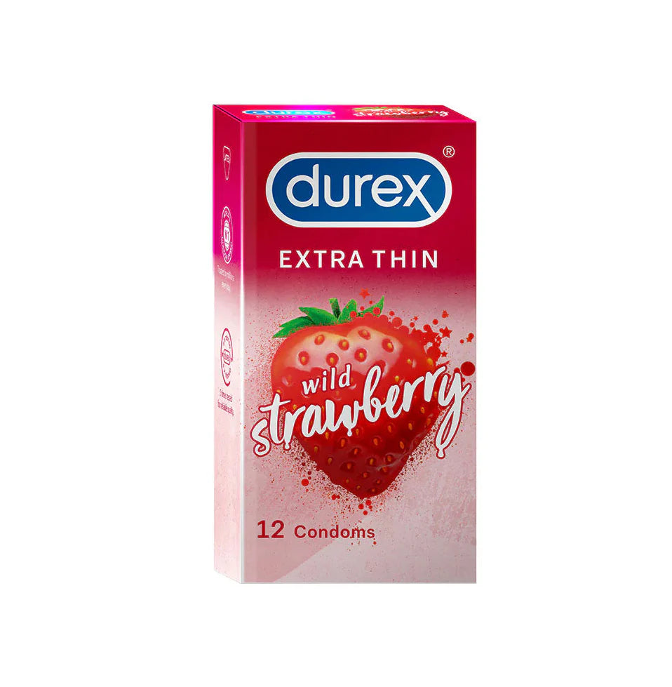 Durex Extra Thin Wild Strawberry Flavoured - 12 Condoms