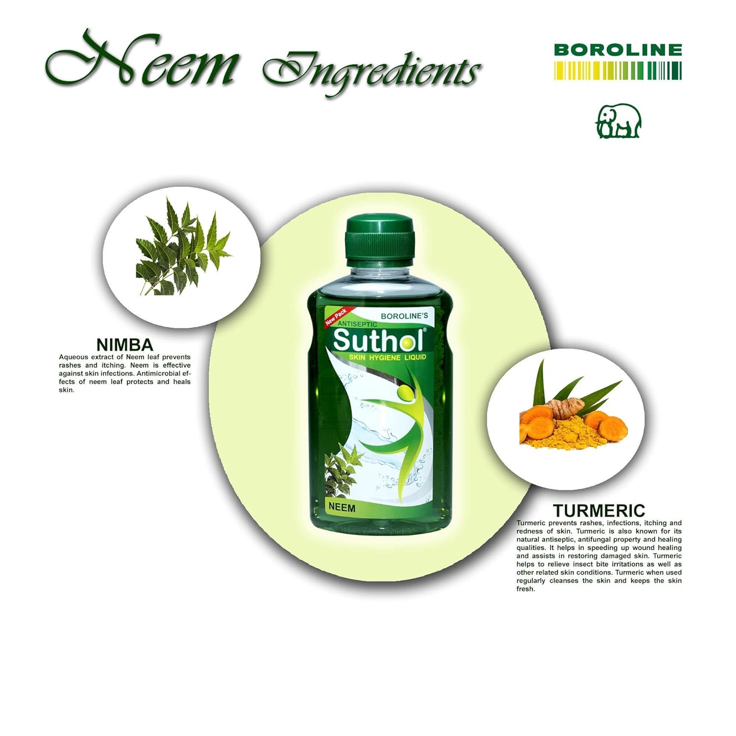 Boroline Suthol Fresh Active Antiseptic Disinfection Liquid 200 ML, Suthol Neem Antiseptic 200 ML & Active Chandan Antiseptic Liquid 200 ML (Pack of 3)