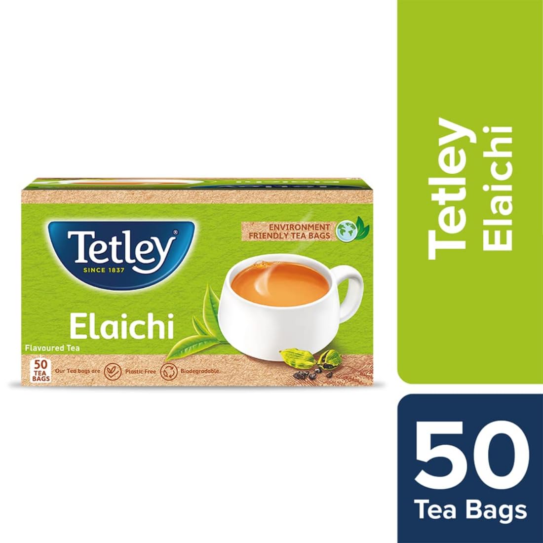 Tetley Elaichi Flavoured Chai - Black Tea, Every Sip Will Awaken Your Senses - 50 Tea Bags