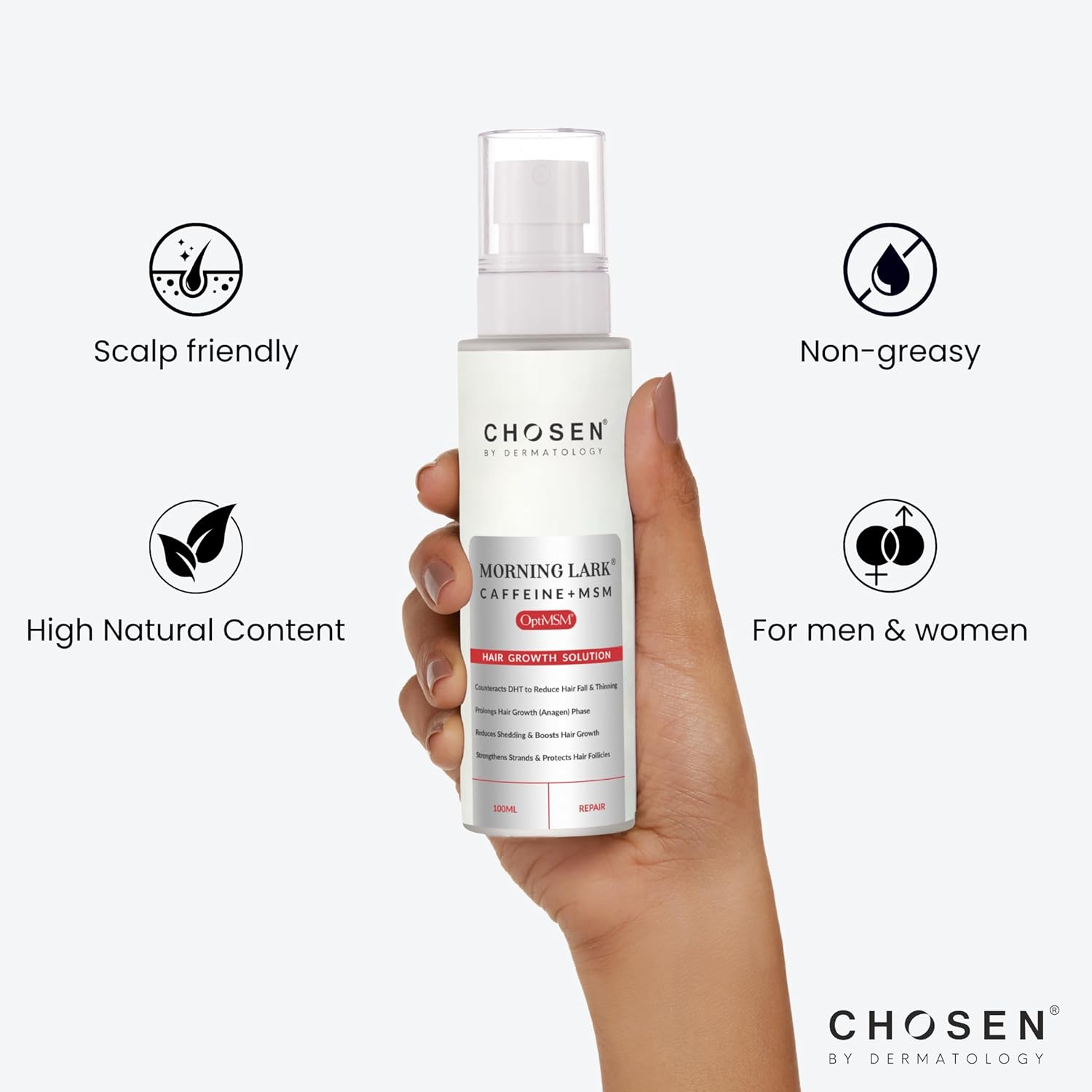 Chosen Morning Lark Caffeine + OptiMSM Hair Growth Serum - 100 ml