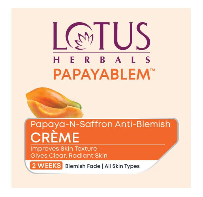 Lotus Herbals Papayablem Papaya-N-Saffron Anti-Blemish Face Cream - 50 gm