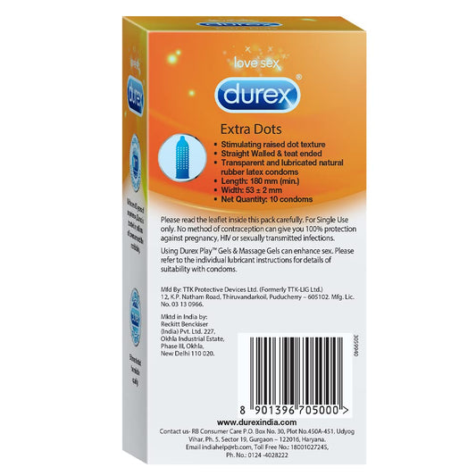 Durex Condoms, Extra Dots - 10 Count