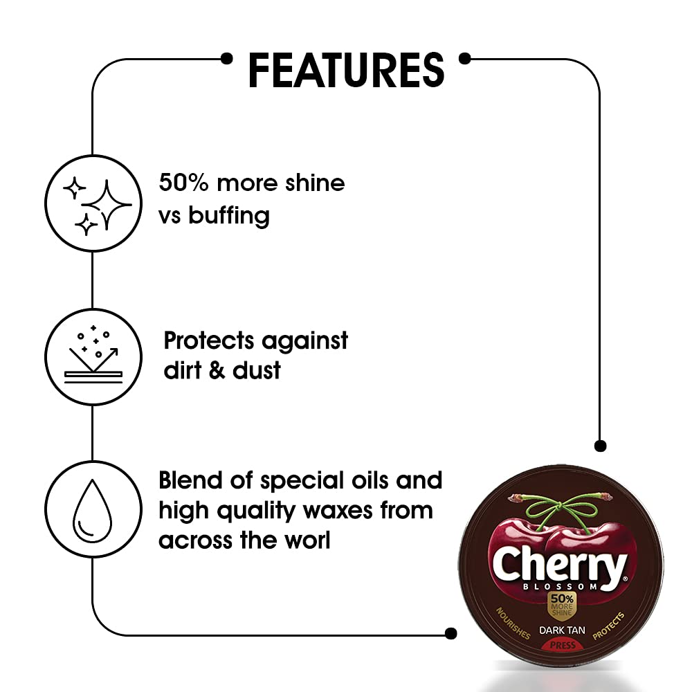 Cherry Blossom Wax Shoe Polish Dark Tan - 15gm