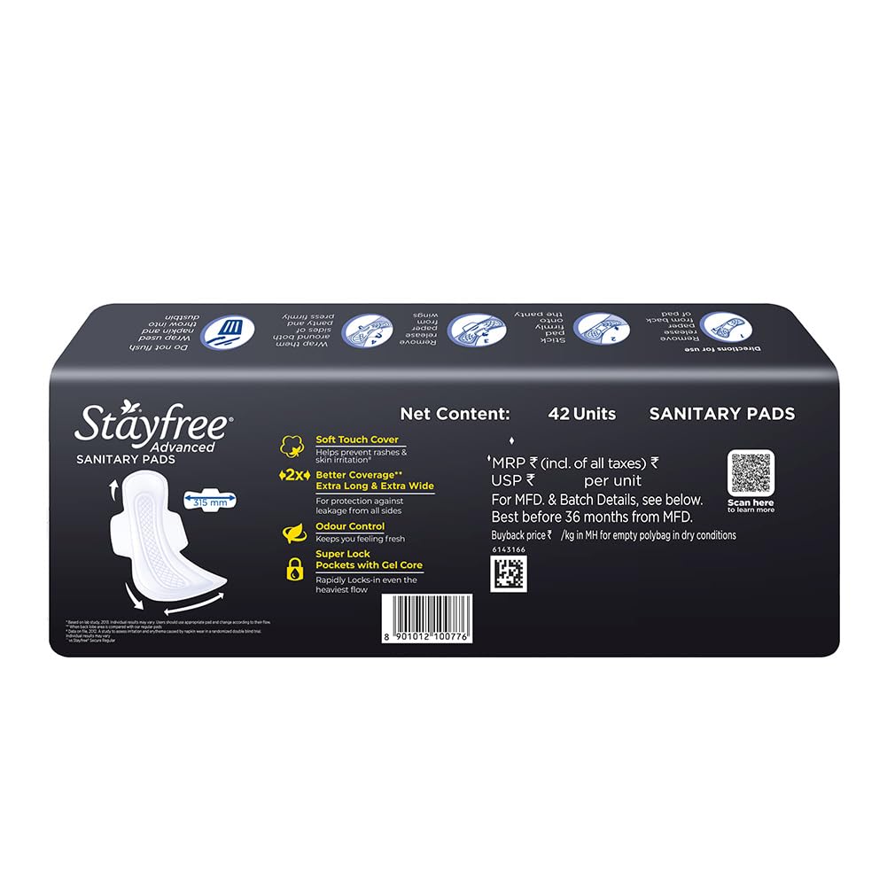 Stayfree Advanced XXL All Night Sanitary Pads | 42 Units