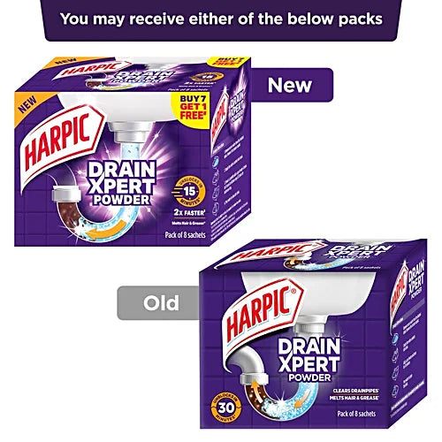 Harpic Drain Xpert Cleaning Powder, 360 g (8 x 45 g)