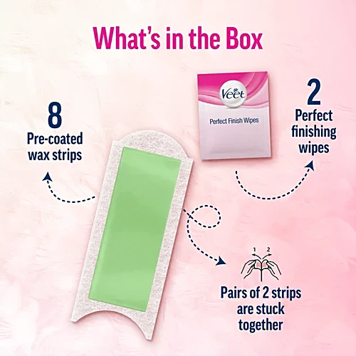 Veet Ready-to-use, Easy Grip Wax Strips For Dry Skin, 20 pcs