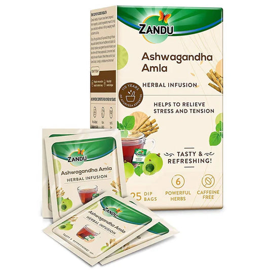 Zandu Ashwagandha Amla Herbal Infusion Tea - Pack of 1 - 25 Tea Bags
