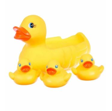 Baby Bathing Rubber Squeaky Ducks Floating Play Water Pool Tub Toys (Yellow) - 4 Pieces