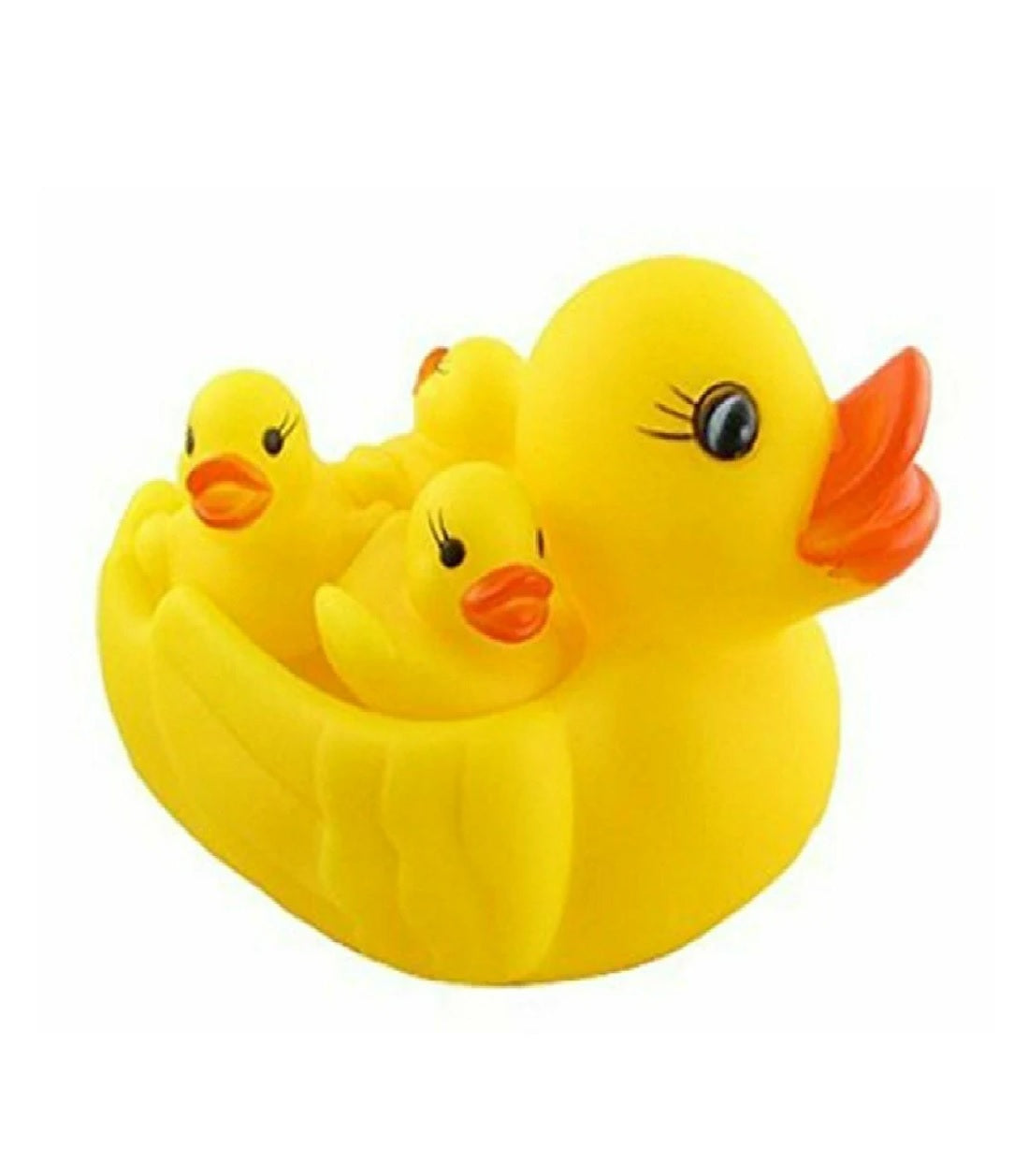 Baby Bathing Rubber Squeaky Ducks Floating Play Water Pool Tub Toys (Yellow) - 4 Pieces