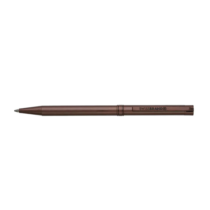 SWISSBRAND Glide 2531 Matte brown Ballpoint Pen with brown trim.