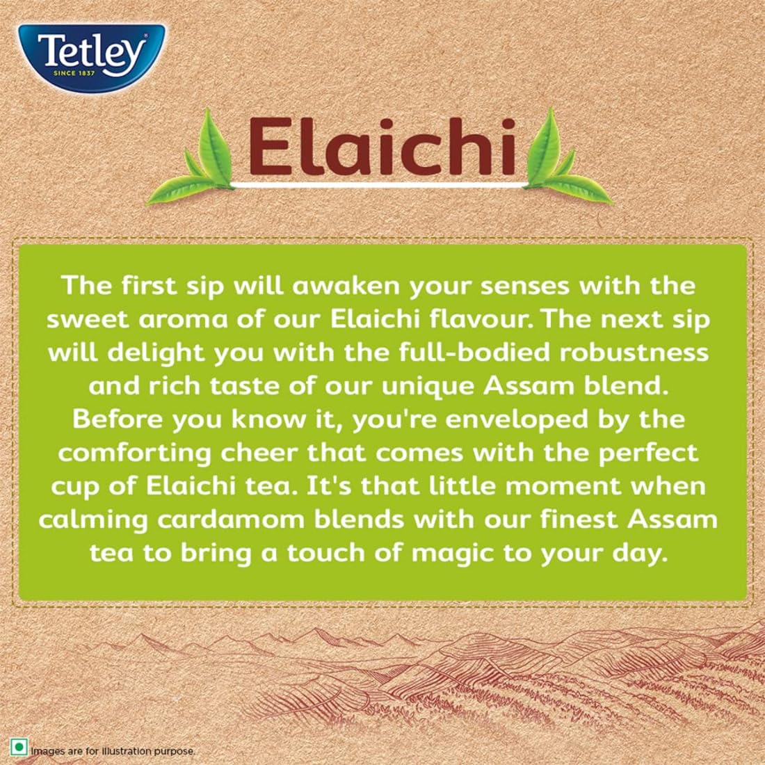 Tetley Elaichi Flavoured Chai - Black Tea, Every Sip Will Awaken Your Senses - 50 Tea Bags