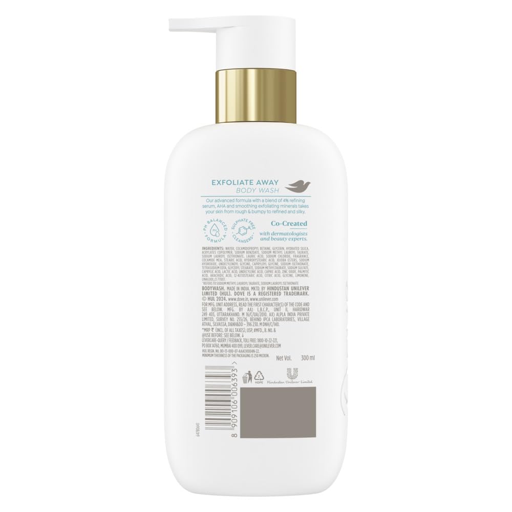 Dove Exfoliate Away Serum Body Wash with 4% Refining Serum + AHA - 300 ml