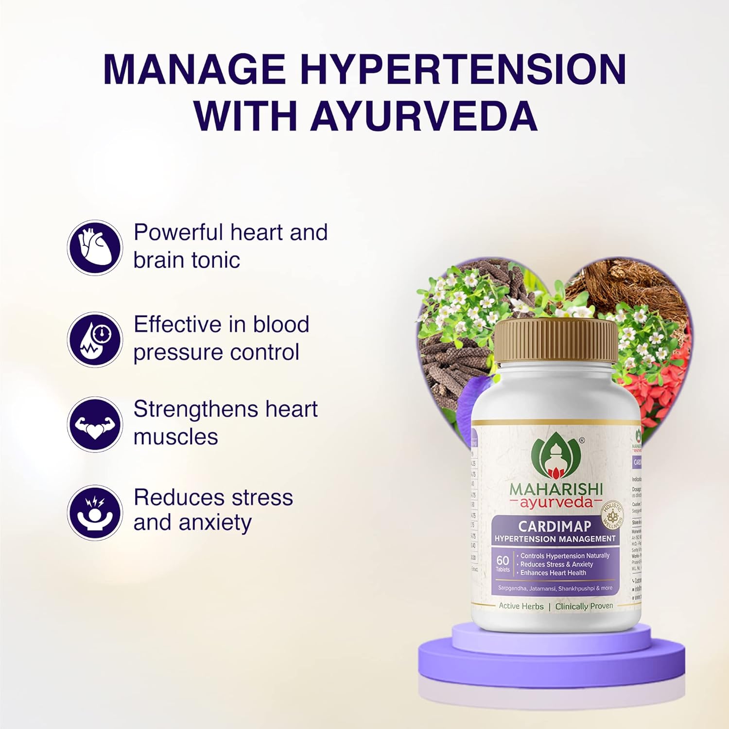 Maharishi Ayurveda Cardimap | Helps Normalises Blood Pressure Naturally Tab - 60