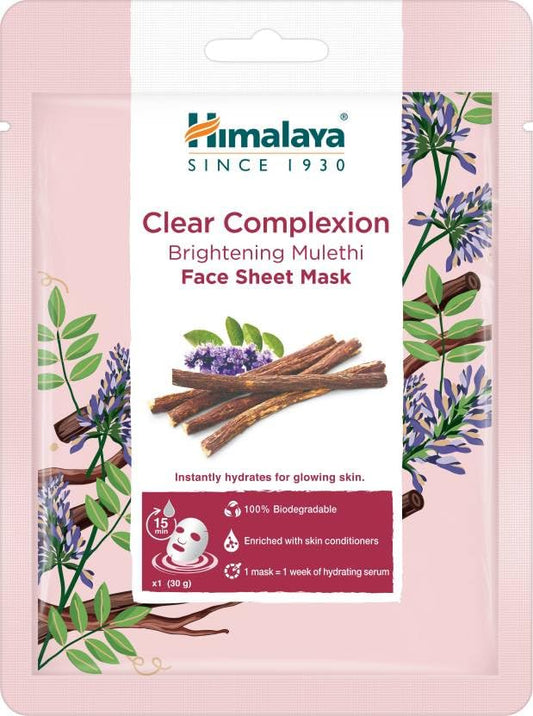 Himalaya Clear Complexion Brightening Mulethi Face Sheet Mask - 30 gm