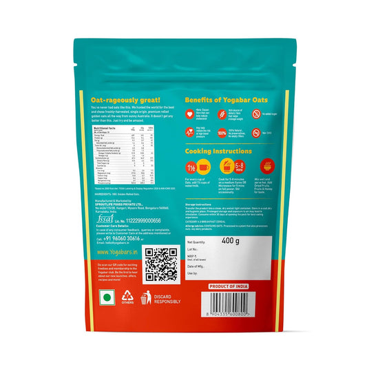 Yoga Bar 100% Rolled Plain Oats - 400 gm