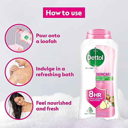 Dettol Skincare Body Wash - With Honey & Shea Butter Fragrance, 250 ml