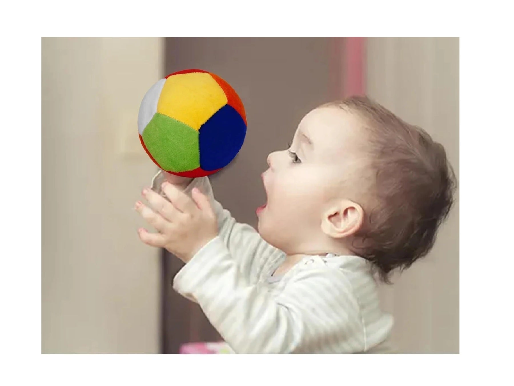Little's Soft Plush Baby Ball With Rattle Sound Multicolor - 11 cm