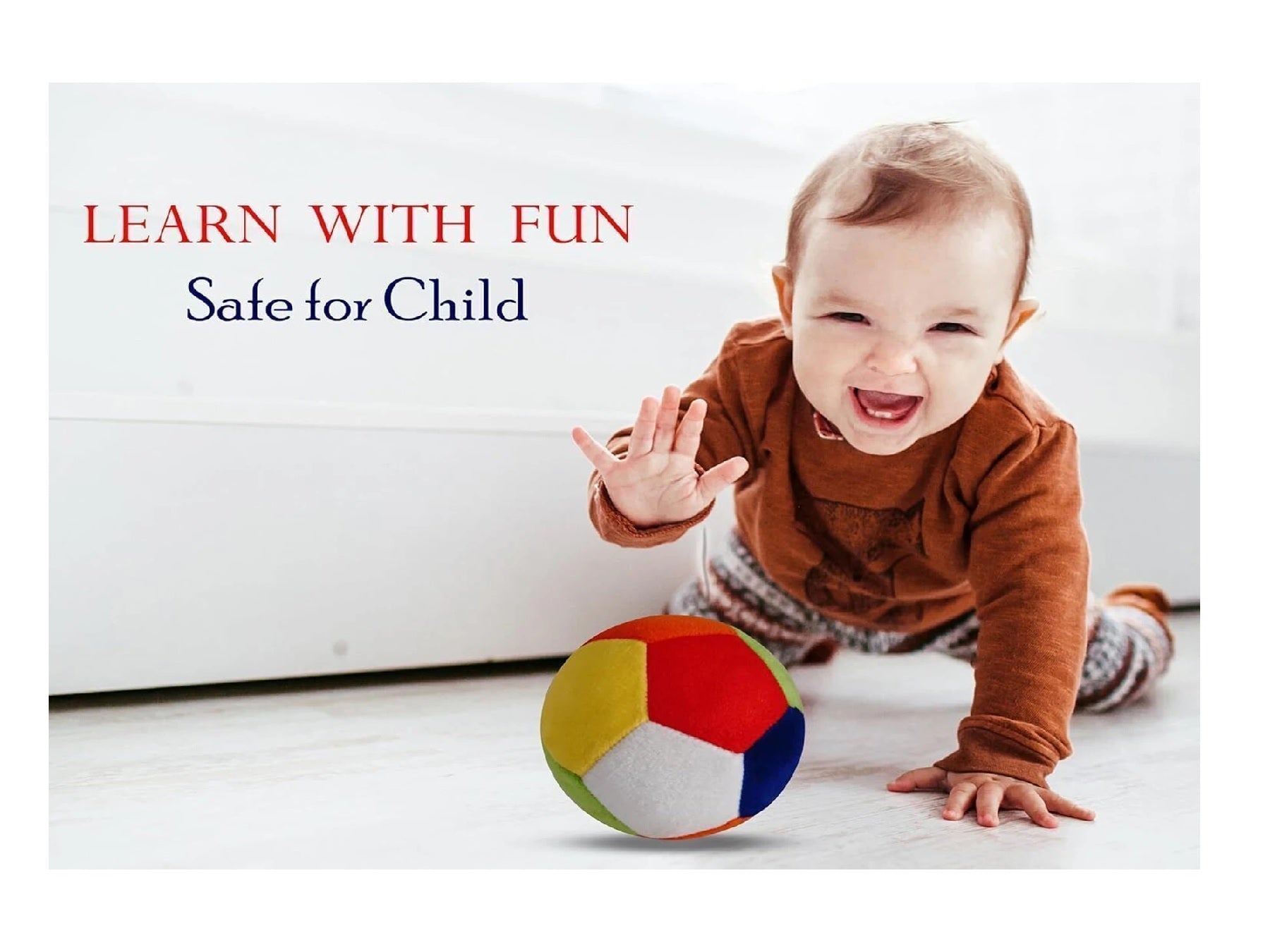 Little's Soft Plush Baby Ball With Rattle Sound Multicolor - 11 cm