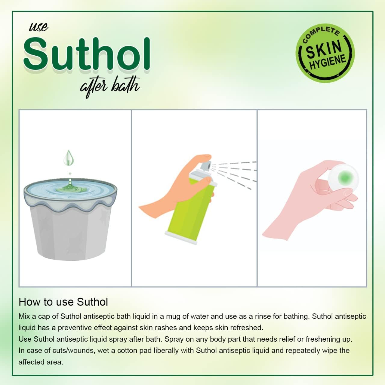 Boroline Suthol Fresh Active Antiseptic Disinfection Liquid 200 ML, Suthol Neem Antiseptic 200 ML & Active Chandan Antiseptic Liquid 200 ML (Pack of 3)